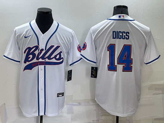 Buffalo Bills #14 Stefon Diggs White Baseball Jersey