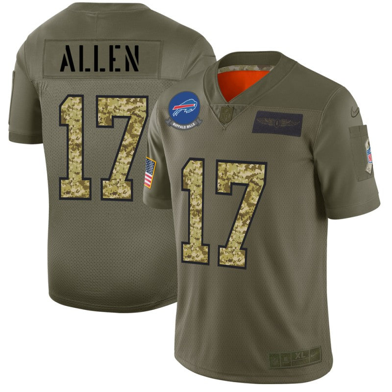 Buffalo Bills #17 Josh Allen 2019 Olive-Camo Salute To Service Jersey