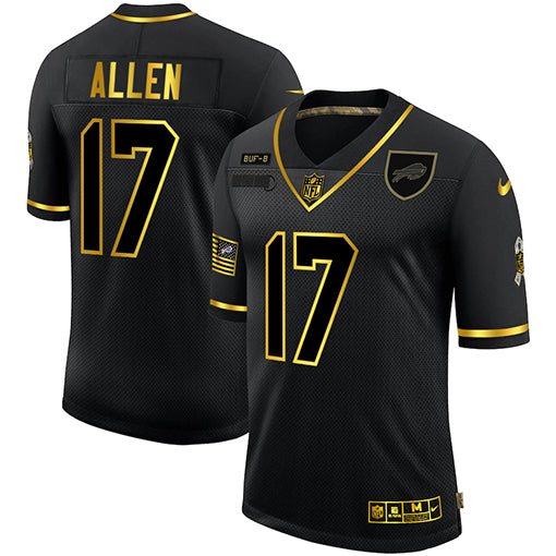 Buffalo Bills #17 Josh Allen 2020 Black-Gold Salute To Service Jersey