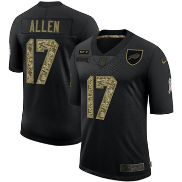 Buffalo Bills #17 Josh Allen 2020 Camo Black Salute To Service Jersey