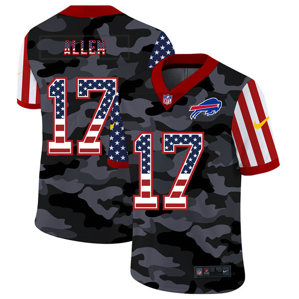 Buffalo Bills #17 Josh Allen 2020 Camo USA Flag Jersey