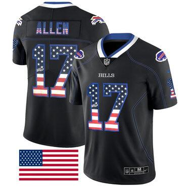 Buffalo Bills #17 Josh Allen Black USA Flag Fashion Jersey