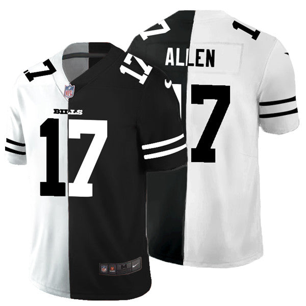 Buffalo Bills #17 Josh Allen Black White Split 2020 Jersey