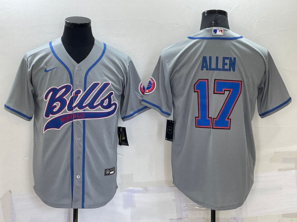 Buffalo Bills #17 Josh Allen Gray Baseball Jersey