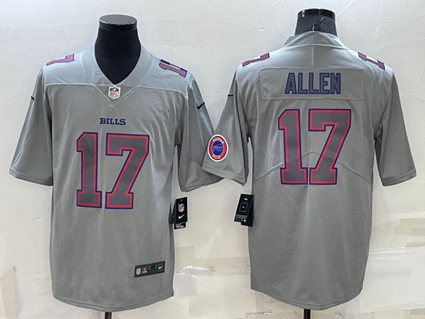 Buffalo Bills #17 Josh Allen Gray With Patch Atmosphere Fashion Jersey