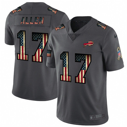 Buffalo Bills #17 Josh Allen Grey 2019 Salute To Service USA Flag Fashion Jersey