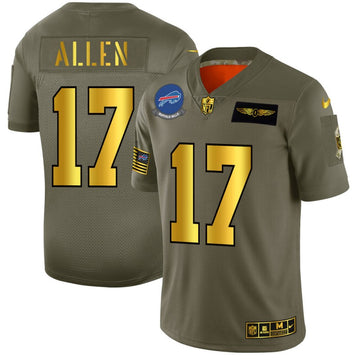 Buffalo Bills #17 Josh Allen Olive-Gold 2019 Salute to Service Jersey