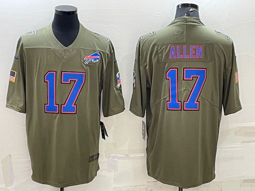 Buffalo Bills #17 Josh Allen Olive Salute To Service Jersey