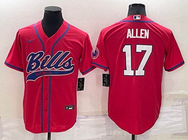 Buffalo Bills #17 Josh Allen Red Baseball Jersey
