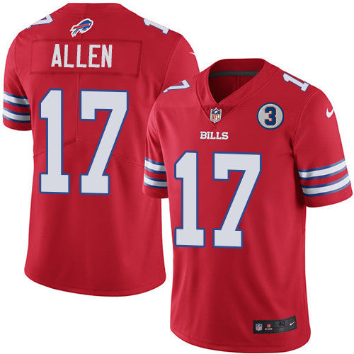 Buffalo Bills #17 Josh Allen Red With NO3 Patch Jersey