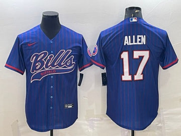 Buffalo Bills #17 Josh Allen Royal With Patch Baseball Jersey
