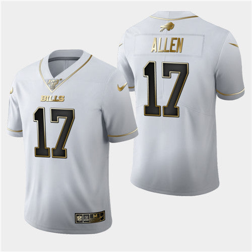 Buffalo Bills #17 Josh Allen White 2019 100th Season Golden Edition Jersey