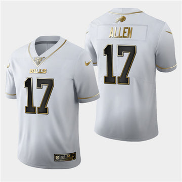 Buffalo Bills #17 Josh Allen White 2019 100th Season Golden Edition Jersey