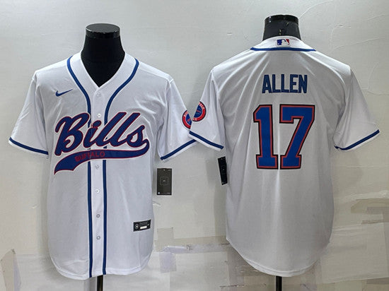 Buffalo Bills #17 Josh Allen White Baseball Jersey