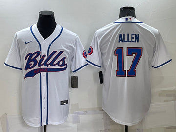 Buffalo Bills #17 Josh Allen White Baseball Jersey