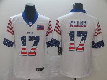Buffalo Bills #17 Josh Allen White USA Flag Jersey