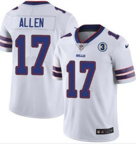 Buffalo Bills #17 Josh Allen White With NO3 Patch Jersey