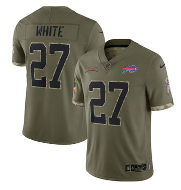 Buffalo Bills #27 Tre'Davious White 2022 Olive Salute To Service Jersey