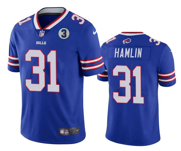 Buffalo Bills #31 Damar Hamlin Blue With NO3 Patch Jersey