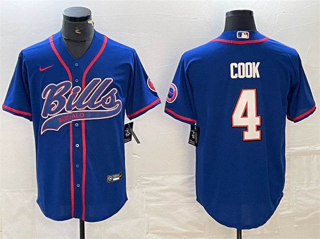 Buffalo Bills #4 James Cook Blue With Patch Baseball Jersey