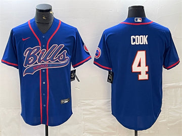 Buffalo Bills #4 James Cook Blue With Patch Baseball Jersey