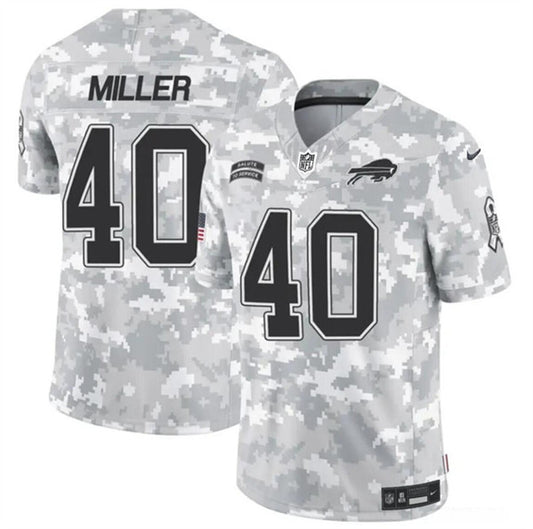 Buffalo Bills #40 Von Miller 2024 FUSE Arctic Camo Salute to Service Jersey