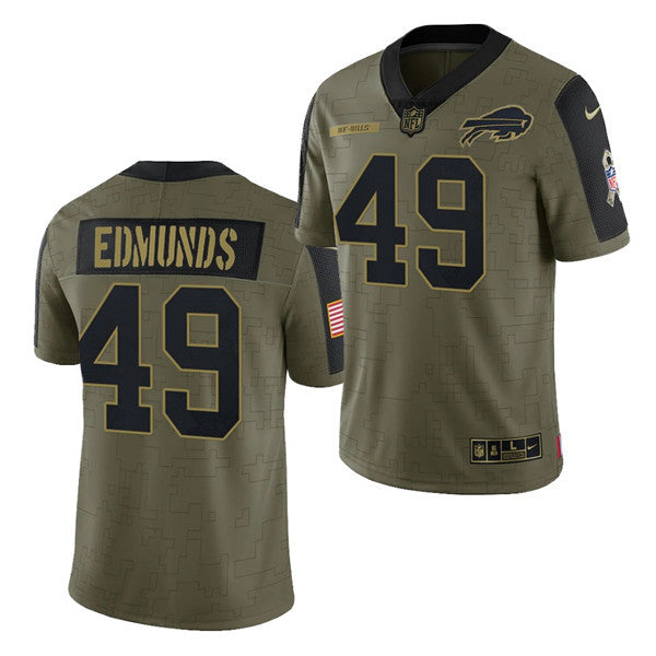 Buffalo Bills #49 Tremaine Edmunds 2021 Olive Salute To Service Jersey