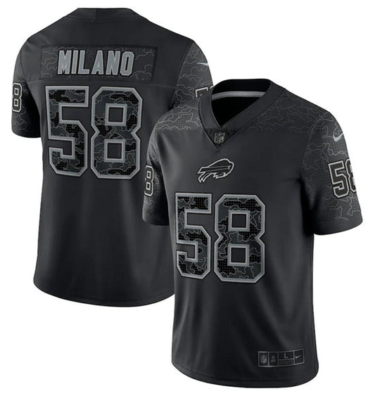 Buffalo Bills #58 Matt Milano Black Reflective Jersey