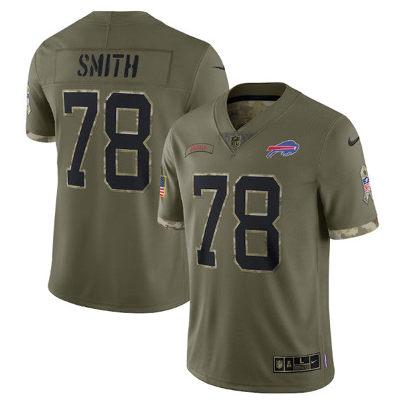 Buffalo Bills #78 Bruce Smith 2022 Olive Salute To Service Jersey