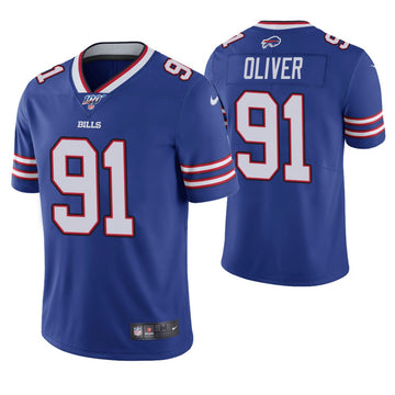 Buffalo Bills #91 Ed Oliver 100th Season Blue Jersey