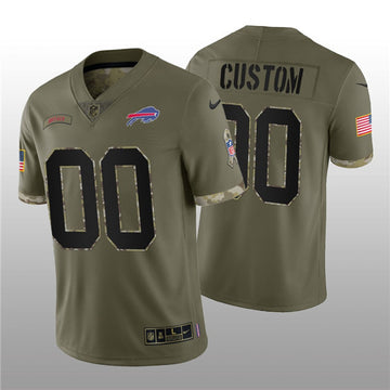Buffalo Bills Custom 2022 Olive Salute To Service Jersey