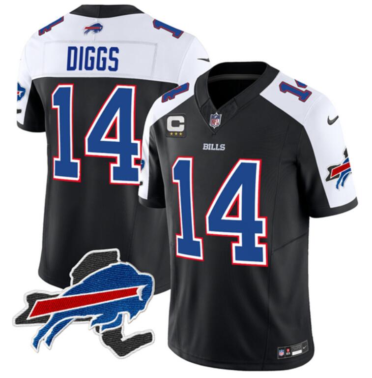 Custom Buffalo Bills black-white FUSE jersey
