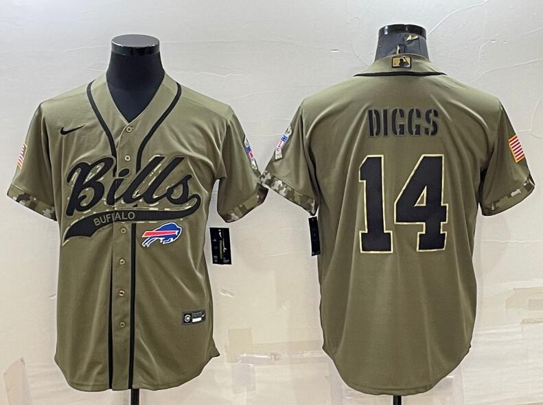Buffalo Bills Custom Olive Salute to Service Baseball Jersey