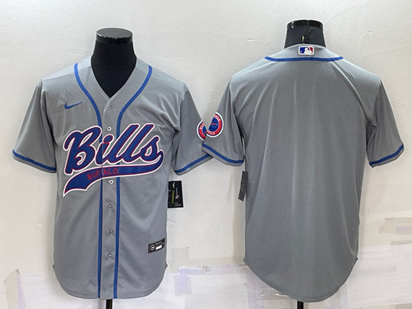 Buffalo Bills Blank Gray Baseball Jersey