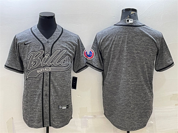 Buffalo Bills Blank Gray With Patch Baseball Jersey