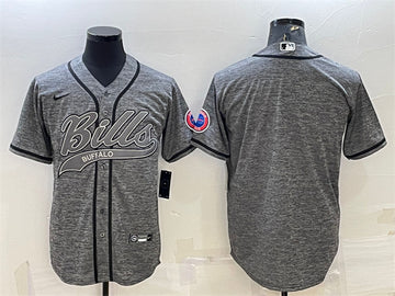 Buffalo Bills Blank Gray With Patch Baseball Jersey