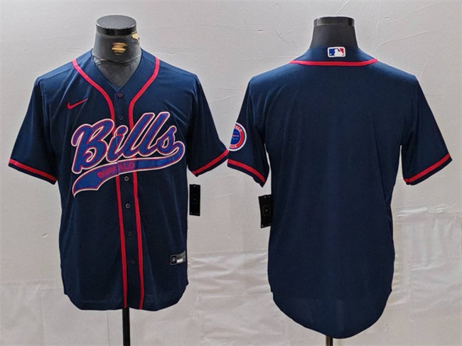 Buffalo Bills Blank Navy With Patch Baseball Jersey