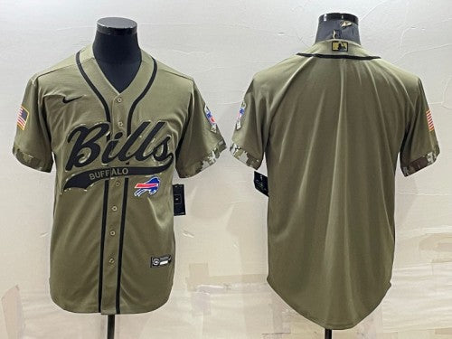 Buffalo Bills Blank Olive Salute To Service Baseball Jersey