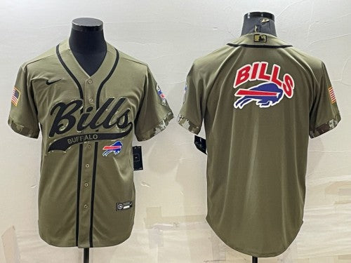 Buffalo Bills Olive Salute To Service Team Big Logo Baseball Jersey