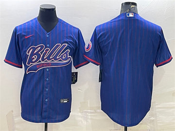 Buffalo Bills Team Big Logo With Patch Baseball Jersey