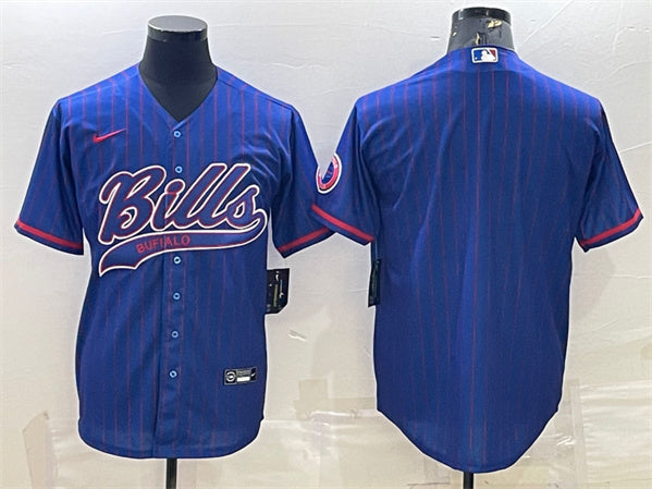 Buffalo Bills Team Big Logo With Patch Baseball Jersey