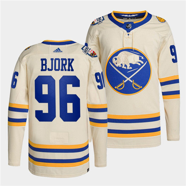 Anders Bjork Buffalo Sabres cream Heritage jersey