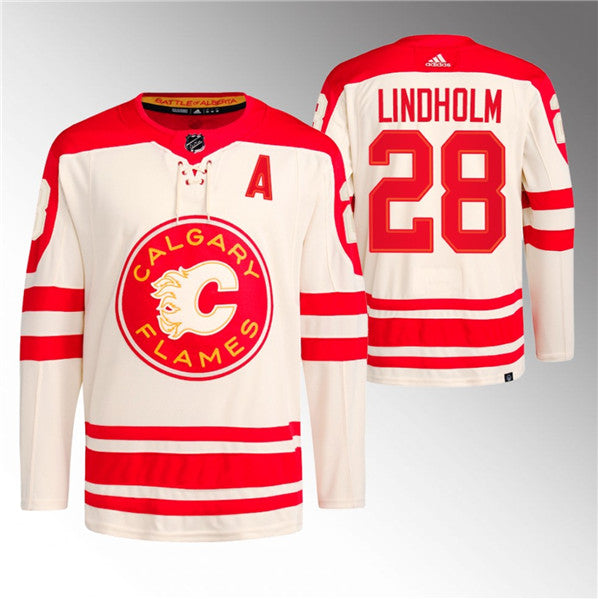 Elias Lindholm Calgary Flames cream Classic jersey
