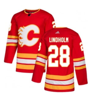 Elias Lindholm Calgary Flames red jersey