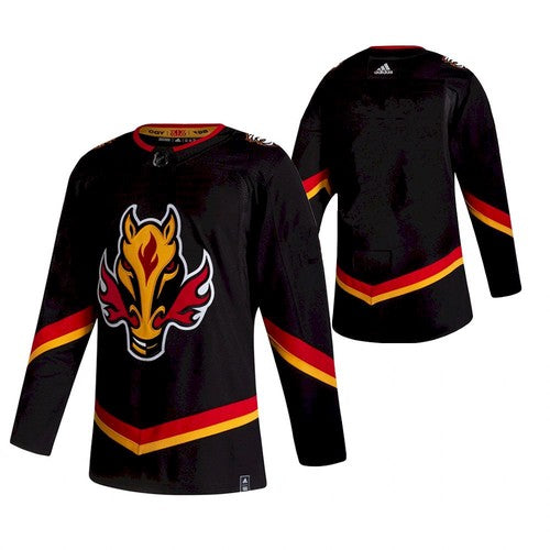 Custom Calgary Flames black Reverse Retro jersey