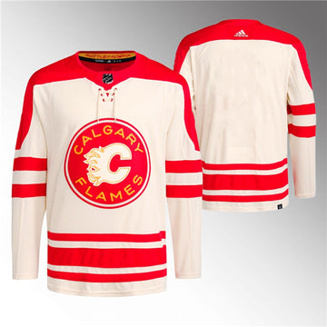 Custom Calgary Flames cream Classic jersey