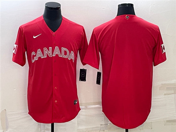 Custom Canada Baseball red Classic jersey