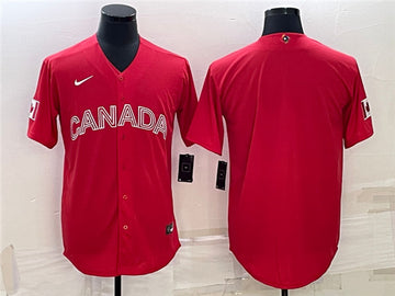Custom Canada Baseball red Classic jersey