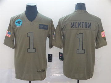 Carolina Panthers #1 Cam Newton 2019 Camo Salute To Service Jersey