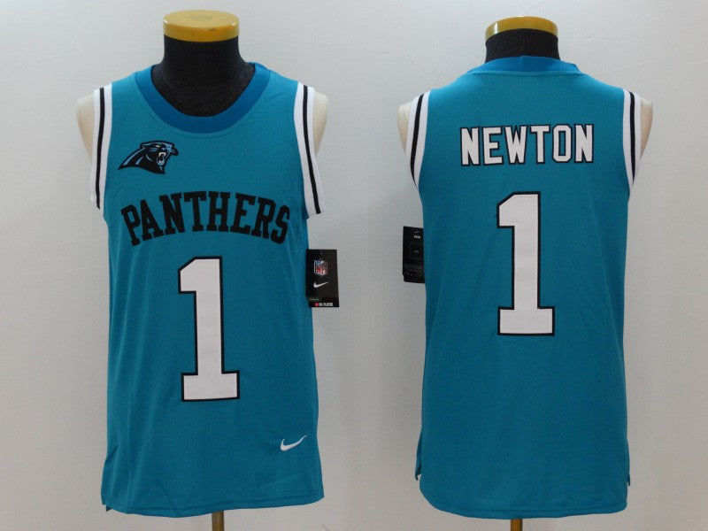 Carolina Panthers #1 Cam Newton Blue Alternate Rush Tank Top Jersey